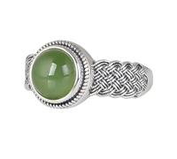 925 Sterling Silver Engagement Rings For Women Round Jasper Open Adjustable Ring Woven Wire Twisted Rope Cable Band Vintage Jewelry Gifts For Women Girls