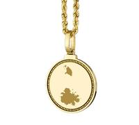 925 Sterling Silver Engraved Antigua & Barbuda Map Round Medallion 25mm Pendant Necklace Gold Plated City Country Travel Travler Jewellery Love Location For Men & Women Gift Jewelry |LK_EGMP_0178