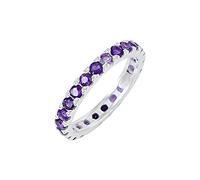 925 Sterling Silver Eternity Band RingS For Women 2mm Minimalist Ring (Amethyst) O 1/2 Mother’s Day Necklaces