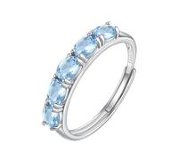 925 Sterling Silver Eternity Ring For Women Oval Cut Natural Gemstone Engagement Ring Band Cocktail Promise Wedding Engagement Band For Her Gift With Box Topaz