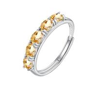 925 Sterling Silver Eternity Ring For Women Oval Cut Natural Gemstone Engagement Ring Band Cocktail Promise Wedding Engagement Band For Her Gift With Box Citrine