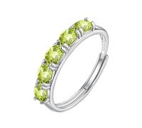 925 Sterling Silver Eternity Ring For Women Oval Cut Natural Gemstone Engagement Ring Band Cocktail Promise Wedding Engagement Band For Her Gift With Box Peridot