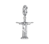 925 Sterling Silver Exotic and unique Brazil Christ Statue Charms Dangle Bead for Bracelet Necklaces for Womens