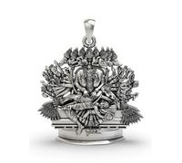 925 Sterling Silver Exotic India Ashtamukha Gandabherunda Narasimha Pendant with Genuine Pendant for Unisex