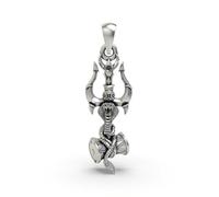 925 Sterling Silver Exotic Indian Damru Snake Pendant with Holy Lord Shiva Trident Pendant for Unisex