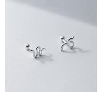 925 Sterling Silver Fashion Asymmetric Snake Screw Stud Earrings For Women Wedding Minimalist Fine Jewelry
