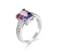 925 Sterling Silver Fashion Engagement Anniversary Ring with 3.6ct Created Rainbow Eternity Engagement Wedding Band Ring for Women (Size 9)