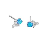 925 Sterling Silver Fashion Opal Blue Zircon Mini Small Stud Earrings For Women Bohemian Party Wedding Jewelry