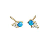 925 Sterling Silver Fashion Opal Blue Zircon Mini Small Stud Earrings For Women Bohemian Party Wedding Jewelry