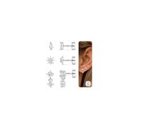 925 Sterling Silver Flat Back Earrings for Women - Hypoallergenic 14K Gold Plated Stud Earrings Flower CZ Helix Tragus Conch Piercing Jewellery Flatback Cartilage Studs Earrings Silver Sun