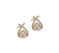 925 Sterling Silver Flat Back Earrings for Women, Minimalist Gold Tone Studs with Opal Inlay, Birthday Gifts for Her, Jewelry Gift Box Included