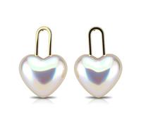 925 Sterling Silver Flat Back Earrings for Women, Minimalist Heart Shape Pearl Studs, Birthday Gifts for Her, Jewelry Gift Box Included