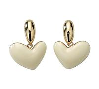 925 Sterling Silver Flat Back Earrings for Women, Minimalist Heart Studs with Cream Enamel, Birthday Gifts for Her, Jewelry Gift Box Included