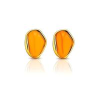 925 Sterling Silver Flat Back Earrings for Women, Minimalist Orange Stone Studs, Hypoallergenic Daily Jewellery, Birthday Gifts for Her, Jewelry Gift Box Included