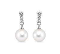 925 Sterling Silver Flat Back Earrings for Women, Minimalist Pearl Drop Studs with Cubic Zirconia, Birthday Gifts for Her,
