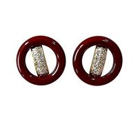 925 Sterling Silver Flat Back Earrings for Women, Minimalist Red Hoop Studs with Crystal Detail, Birthday Gifts for Her, Jewelry Gift Box Included