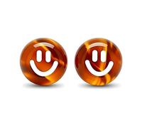 925 Sterling Silver Flat Back Earrings for Women, Minimalist Smiley Studs in Tortoiseshell Resin, Birthday Gifts for Her, Jewelry Gift Box Included