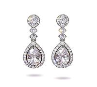 925 Sterling Silver Flat Back Earrings for Women, Minimalist Teardrop Cubic Zirconia Studs, Birthday Gifts for Her, Jewelry Gift Box Included