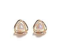 925 Sterling Silver Flat Back Earrings for Women, Minimalist Triangular Opal Studs, Birthday Gifts for Her, Jewelry Gift Box Included