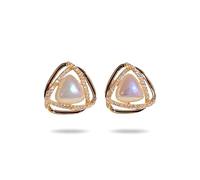 925 Sterling Silver Flat Back Earrings for Women, Minimalist Triangular Pearl Studs, Birthday Gift with Jewelry Gift Box Included