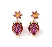 925 Sterling Silver Flat Back Earrings for Women, Pomegranate Studs with Cubic Zirconia, Birthday Gifts for Her, Jewelry Gift Box IncludedHypoallergenic for Girls Nickel Free