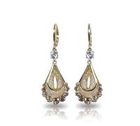 925 Sterling Silver Flat Back Earrings for Women, Vintage Teardrop Crystal Dangle, Anniversary Birthday Gift, Jewelry Gift Box Included