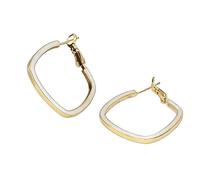 925 Sterling Silver Flat Back Earrings Minimalist Gold Hoop Studs with White Inlay Gift Box Included