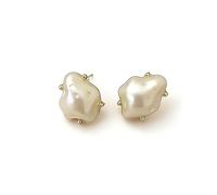 925 Sterling Silver Flat Back Earrings with Baroque Pearl, Minimalist Studs for Sensitive Ears, Gift Box Included