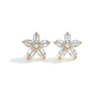 925 Sterling Silver Flat Back Earrings with Crystal Flower Design, Hypoallergenic Studs for Sensitive Ears, Birthday Gifts for Her with Gift Box Included