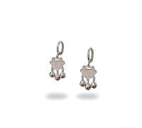 925 Sterling Silver Flat Back Earrings with Crystal Pavé and Hanging Bells - Hypoallergenic Sleep Earrings for Sensitive Ears, Minimalist Daily Jewellery, Birthday or ang for Her, Gift B