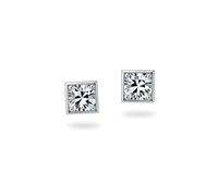 925 Sterling Silver Flat Back Earrings with Cubic Zirconia Studs, Hypoallergenic Nickel Free Tiny Square Earrings