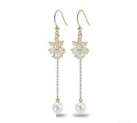 925 Sterling Silver Flat Back Earrings with Pearl and Crystal Flower Design, Hypoallergenic Sleep Earrings for Sensitive Ears, Birthday Gifts for Her, Jewelry Gift Box Included