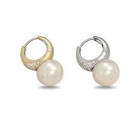 925 Sterling Silver Flat Back Earrings with Pearl and Cubic Zirconia, Hypoallergenic Sleep Earrings for Sensitive Ears, Minimalist Tiny Studs, Birthday or ang for Her, Jewelry Gift Box I