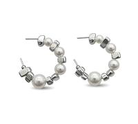 925 Sterling Silver Flat Back Earrings with Pearl and Geometric Studs, Hypoallergenic Sleep Earrings for Sensitive Ears, Minimalist Daily Jewellery, Gift Box Included