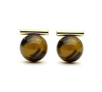 925 Sterling Silver Flat Back Earrings with Tiger Eye Stone - Hypoallergenic Studs for Sensitive Ears, Minimalist Tiny Studs, Gift Box Included, Ideal Birthday or Gifts for Her