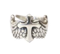 925 Sterling Silver Flying Cross Wing Charms Ring TA450A 2 Models UK Size L½~Z5 (Model S, UK W½(65.9mm))