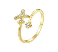 925 Sterling Silver Flying Plane Open Finger Rings For Women Clear Cz Adjustable Rings Fine Jewelry
