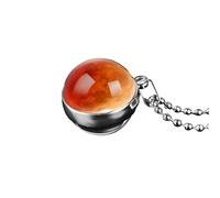 925 Sterling Silver for Men and Women, Double Sided Planet Venus Earth Dome Glass Necklaces, Saturn Gold, Solar System Necklace