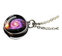 925 Sterling Silver for Men and Women, Solar System Universe, Space, Moon, Sun, Earth, Planet Necklaces, TwoASided Glass Necklace, Pendant