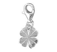 925 Sterling Silver Four Leaf Clover Charm - Good Luck Pendant with Lobster Clasp, Fits Bracelets Necklaces & Anklets, Irish Luck Gift for Women & Girls, Polished Lucky Charm