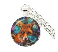925 Sterling Silver Fox Necklace For Women And Men, Kawaii Pendant Rope Cute Animal Glass Choker Craft Vintage, Girl Gold Initial Necklace, Jewelry Women, Therian