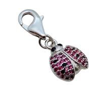 925 Sterling Silver Garden Animals HedgeHog | DragonFly | LadyBird | Buzzing Bees Clip-on Lobster Clasp Charm | For Linked Chain Bracelets or Necklace (Ladybug (Ladybird))