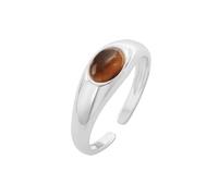925 Sterling Silver Gemstone Rings For Women Men Statement Natural Gemstone Band Wedding Promise Cocktail Band For Women Jewellery Gifts With Box, 14# Tiger Eye Stone Ring