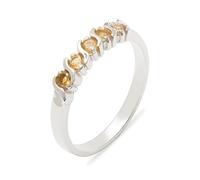 925 Sterling Silver Genuine Natural Citrine Womens Eternity Ring - Size P 1/2 - Sizes J to Z Available