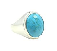 925 Sterling Silver Genuine Natural Line Turquoise Gemstone Oval 6 Carat Bold Signet Ring for Men - Handcrafted Everyday Statement Jewelry Gift for Anniversary Birthday Father's Day In Uk Size Z