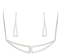 925 Sterling Silver Geometric Triangle Contemporary Earrings Necklace Set, 42 + 3 cm Extender