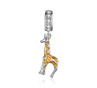 925 Sterling Silver Gifaffe Charm Dog Charm Dove Charm Cat Charm Fish Charm Rabbit Charm Crab Charm Owl Charm Monkey Charm for Pandora Charm Bracelet (Giraffe)