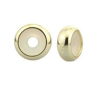 925 Sterling Silver Gold Clip Stopper Charms Rondelle Spacer Bead for Pandora Charm Bracelets (Gold-Plated)