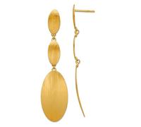 925 Sterling Silver Gold Plated Brushed Triple Oval Post Long Drop Dangle Earrings 57x13.75mm Wide-Dangle Earring for Women