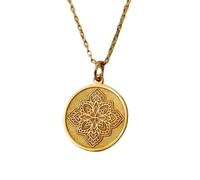 925 Sterling Silver Gold Plated Mandala Flower Pendant |LK_NLC_01499 | necklace 22mm round medallion with 18 inch cable chain sacred geometric floral symbol jewelry gift for